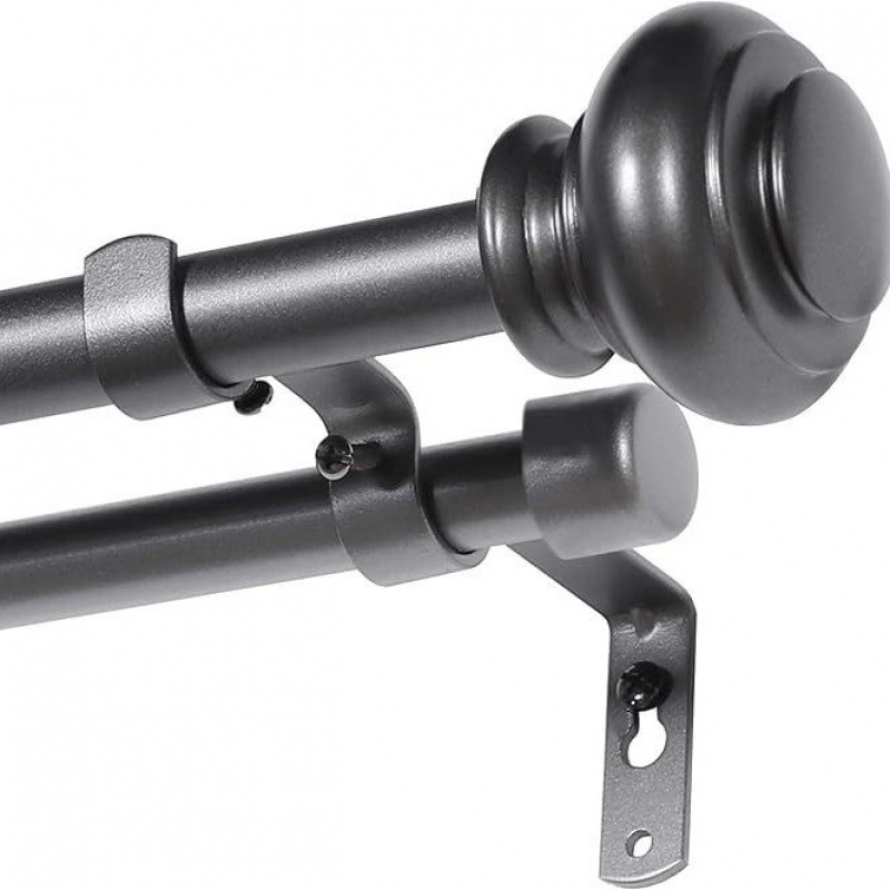 工厂直销 Adjustable Curtain Rods 新款高端窗帘罗马杆 静音双杆