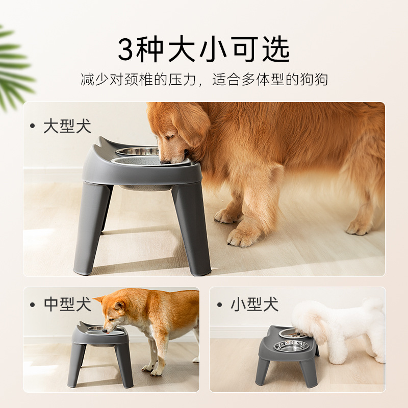 Negro simple clásico plegable elevado doble tazón gran perro cuello doble tazón de agua y alimentos para mascotas domésticas