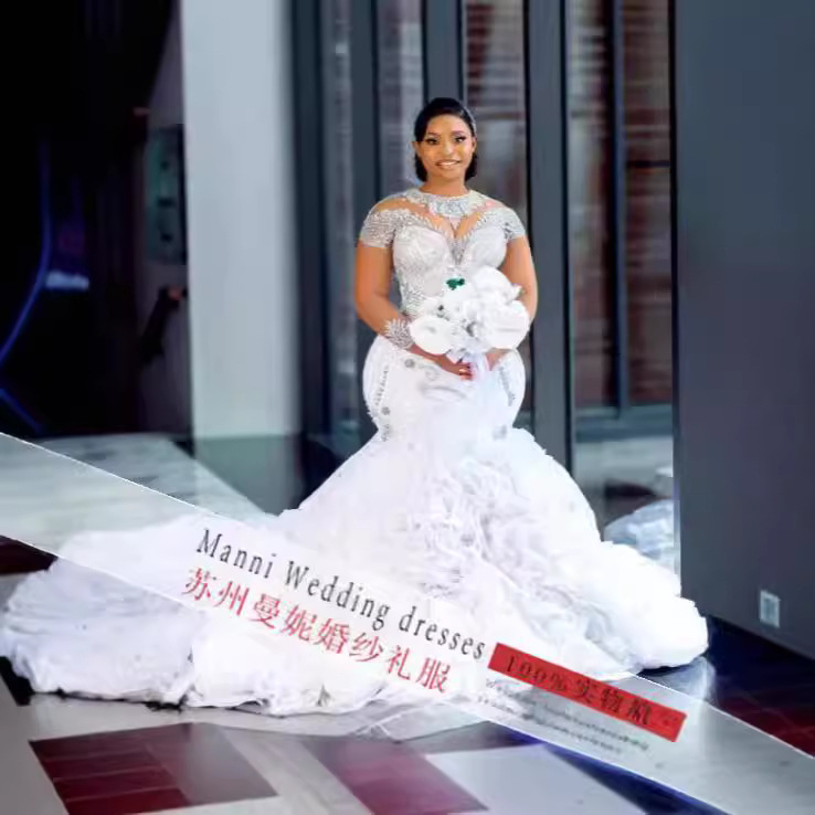 Amazon's New Export Wedding Dress European and American Cross-Border Bride Wedding Lace Long-Sleeved Mermaid Customization