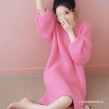 今年流行漂亮中长款毛衣连衣裙女秋冬新款韩版宽松显瘦针织打底衫