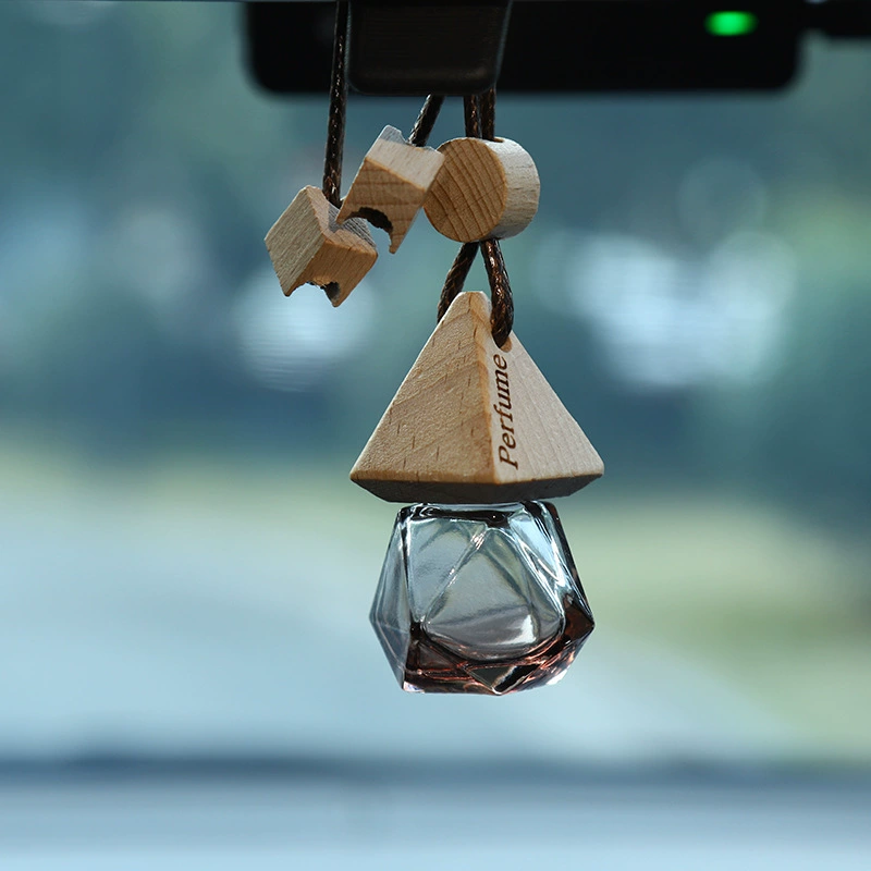 Автомобильная бутылка дураков пустая бутылка 8ml цветная стеклянная бутылка ароматерапия дрожание того же маленького квадратного деревянного бусина кофе восковая веревка телескопическая