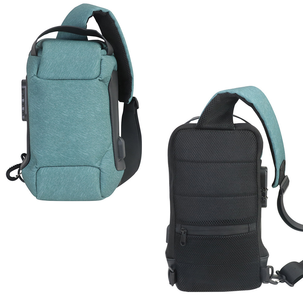 Bolso crossbody de los deportes del paño de Oxford del bolso del pecho de los hombres Bolso crossbody impermeable anti-rasguño antirrobo de la cerradura de la contraseña