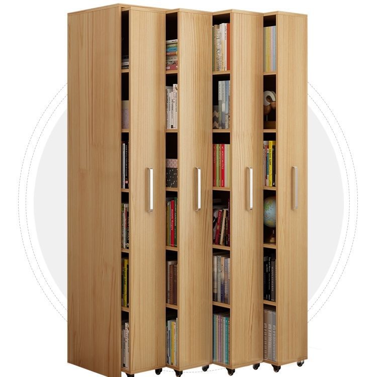 Solid Wood Sliding Bookcase Removable Invisible Floor-Standing Dust-Proof Bookshelf Living Room Storage Storage Combination Pull-Out Bookcase