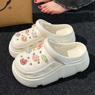 2025 Summer Diy Thick Sole Cave Shoes Women's Outwear EVA All-match Cute Platform Thick Sole Baotou Sandals for Women