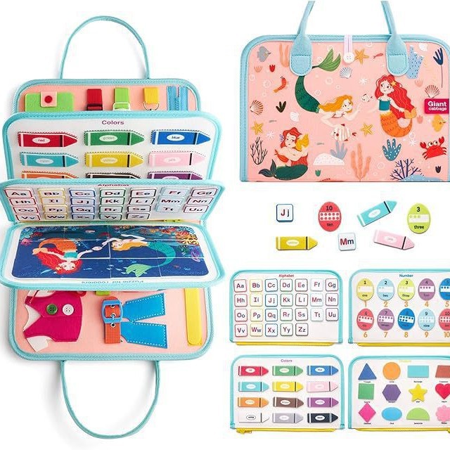 Montessori dinosaurio sentía tablero de aprendizaje ocupado Junta educación de la primera infancia niños Ilustración rompecabezas fieltro tablero de educación temprana Tablero de aprendizaje