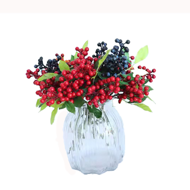 Decoración de Año Nuevo, Pequeña Flor de Acacia para Mesa, Arreglo Floral para el Hogar, Bayas, Fruta Navideña, Pequeña Fruta Roja, Flor Artificial, Fruta de la Abundancia
