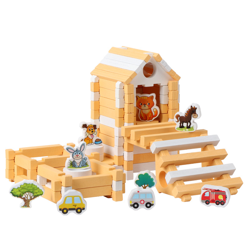 Nuevos productos transfronterizos Educación temprana de madera para niños Luban Estructura de espiga y espiga Bloques de construcción de rompecabezas Construcción de espacio creativo