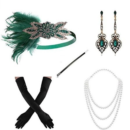 Década de 1920 mascarada cabeza desgaste negro pluma tocado femenino europeo y americano Gatsby diadema de pluma de fiesta única