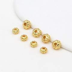 保色鍍18K真金南瓜燈籠紋扁珠 DIY手工串珠小金珠 扁條紋隔珠 D90