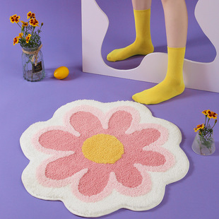 Household living room bedside sofa coffee table blanket bathroom absorbent wear-resistant door mat simple ins flower cashmere carpet