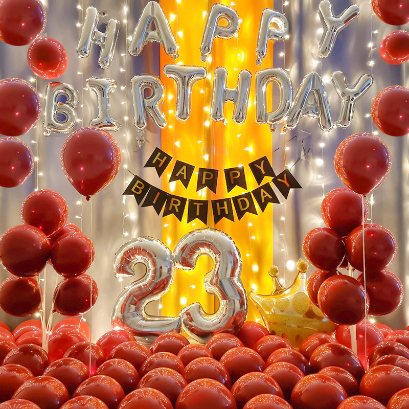 生日快乐派对男孩女孩场景布置用品背景墙气球网红宝宝周岁装饰品