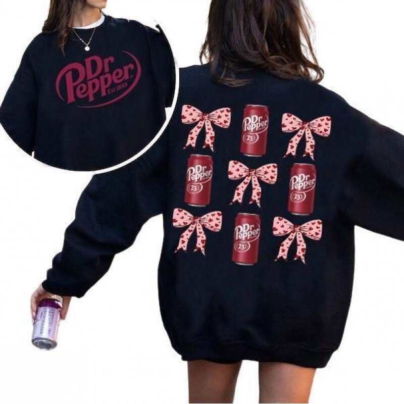 Paris Cola Unisex Loose Sweatshirt European Size Dr Pepper Coquette Bow Pink Paris Cola Unisex Loose Sweatshirt European Size Dr Pepper Coquette Bow Pink