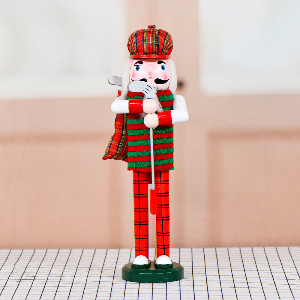 36cm cascanueces rayas rojas y verdes golf al por mayor Navidad artesanías de madera profesionales