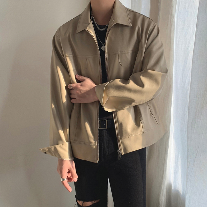 MYQAutumn Leather Clothes Men's Slim Clothes Korean Style Handsome Youth Leather Jacket Motorcycle Jacket