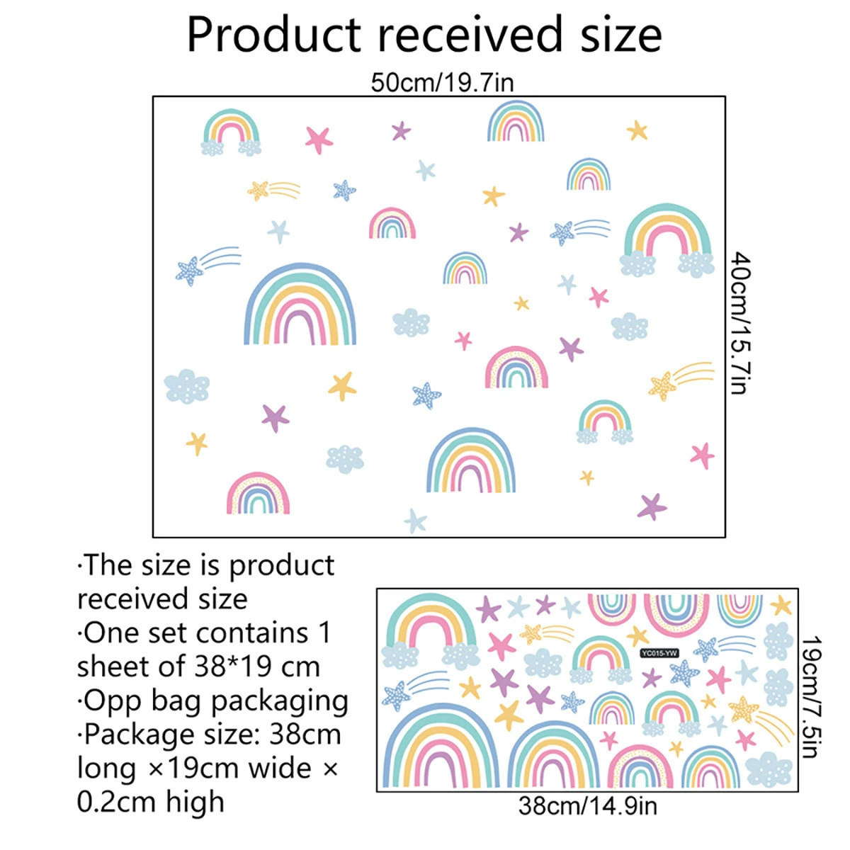Rainbow fluorescence children's sticker on wall, self-adhesive stickers
