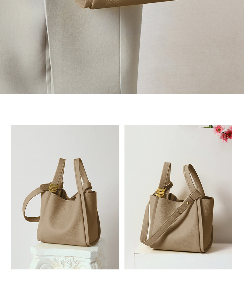 Women’s Bags this year's popular new style versatile bucket bag, niche designer genuine leather hand held vegetable basket_voghion.com