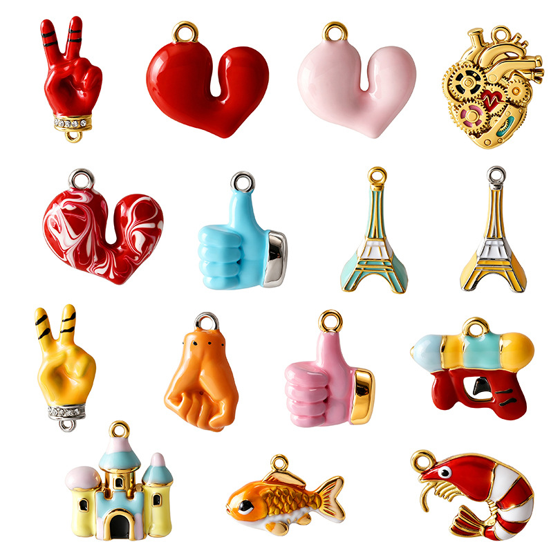 Stainless Steel Pendant Cute Realistic 3D Heart-Shaped Charm DIY Necklace Keychain Jewelry Accessories