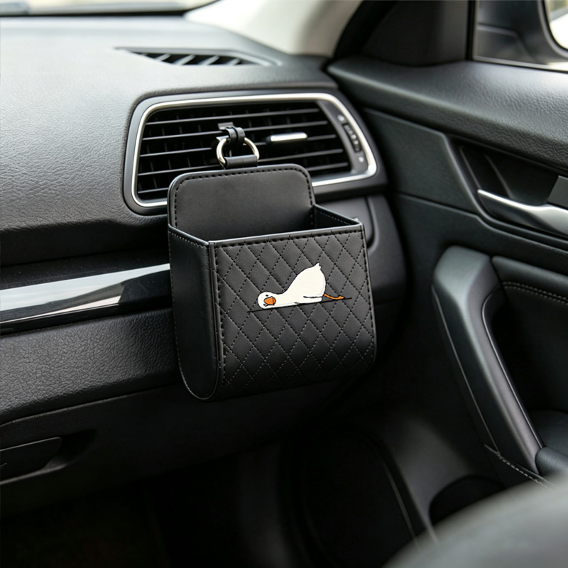 Lying Duck Car Air Vent Storage Box Hanging Bag Car Interior Decoration Creative Cartoon Car Storage Organizer Bag