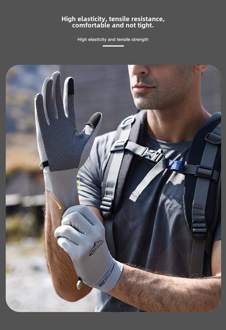 Ice Silk sun protection gloves men's summer UV protection outdoor sports fishing gloves non-slip open finger touch screen XG59_maomaolike.com