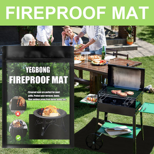 Yegbong Fireplace Fire Pit Fireproof Mat Outdoor Lawn Patio Bbq Fireproof Mat Black Square Protective Mat
