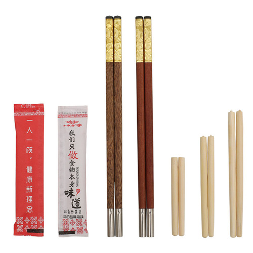 Disposable splicing chopsticks with replaceable heads and engraved LOGO for hotel, one chopstick per person, chicken wing wood hot pot chopsticks wholesale
