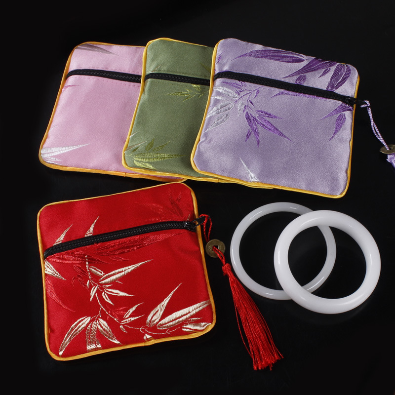 珠宝首饰袋拉链袋饰品袋包装袋竹叶礼品袋蛇年福袋logo首饰盒