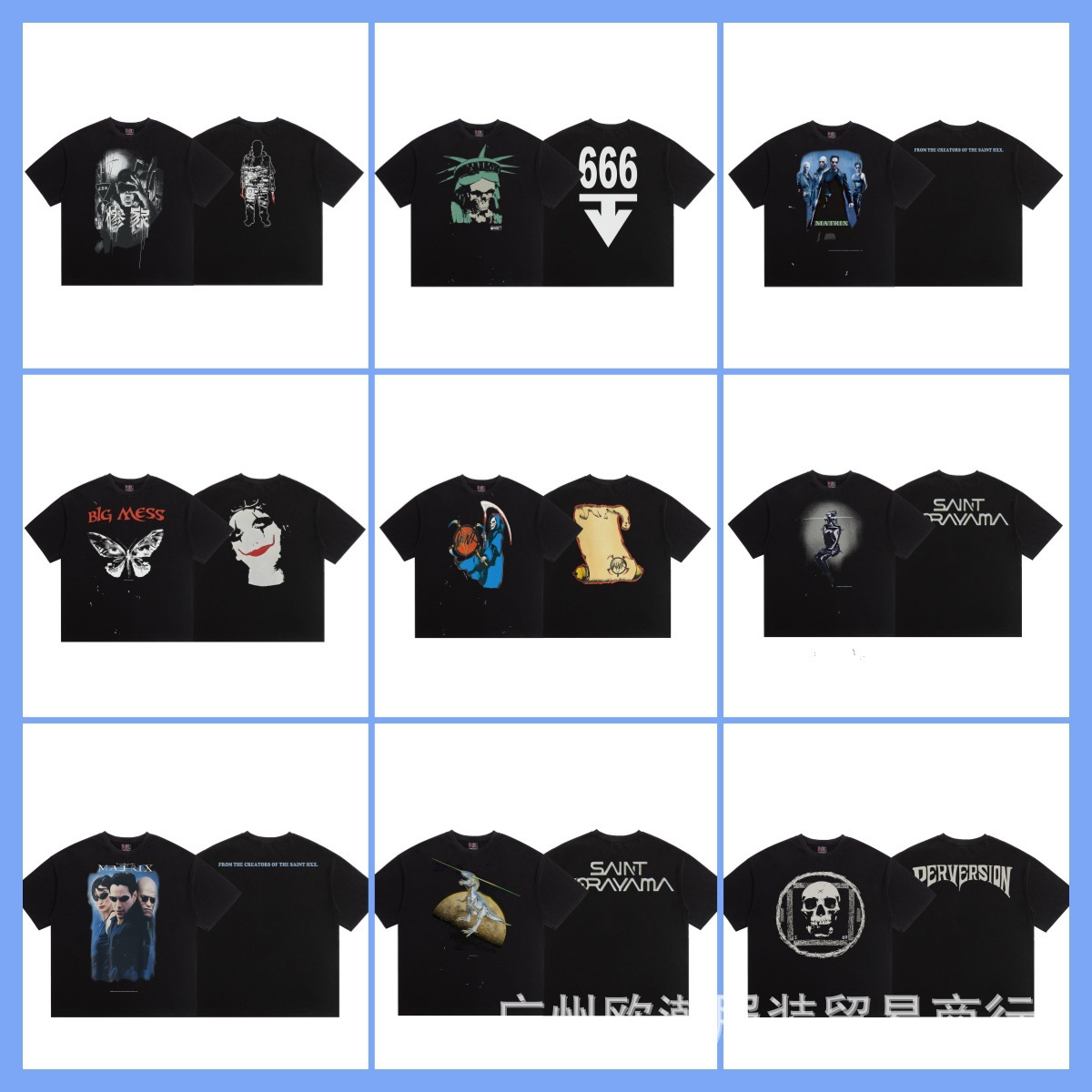 美潮Saint Michael水洗做旧复古潮牌宽松情侣Vintage短袖T恤shirt