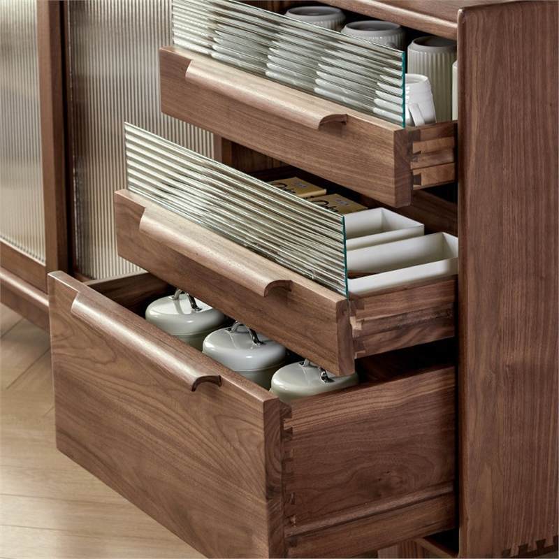 Gabinete de comedor de madera de nuez negra de América del Norte sala de estar multifuncional de almacenamiento de té moderno simple armario de madera maciza armario de almacenamiento