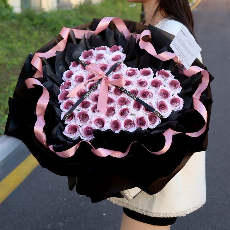 朵粉玫瑰花束纪念日生日惊喜情人节花束送女生永生花|undefined