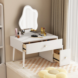 Nordic Solid Wood Bay Window Dressing Table Bedroom Cream Style Slate Makeup Storage Cabinet Window Sill Tatami Makeup Desk