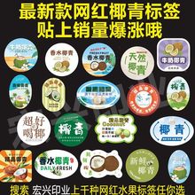 精品椰青标签贴纸椰汁椰奶冻香水椰子海南泰国水果包装不干胶r