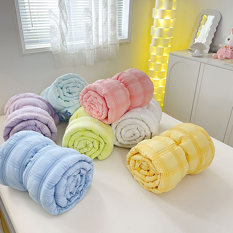 Cross-Border Export Seersucker Summer Quilt Air-Conditioned Quilt Bed Summer Quilt Summer Thin Quilt Dormitory Quilt Core Machine Washable