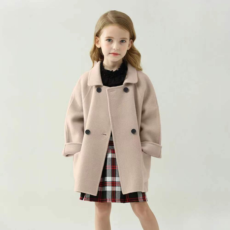 Demi-season children's woolen elite cashmere double-sided trench…