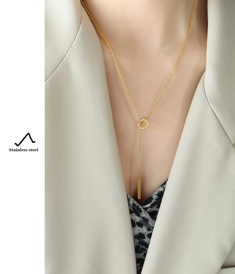 1 Piece Retro Geometric Titanium Steel Plating Necklace_colorza_2