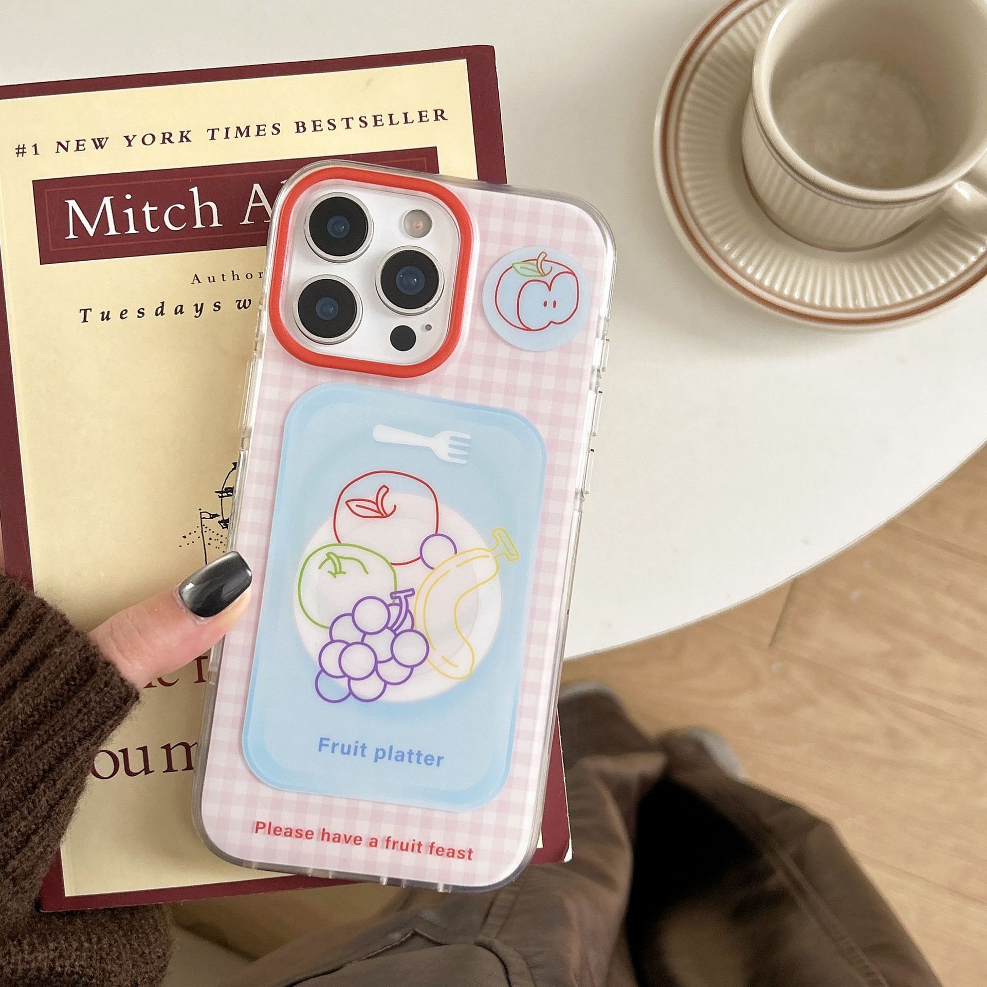 Soporte magnético de fruta a cuadros coreano para Apple 15Pro/16Pro funda para teléfono móvil 14 femenino 13 nuevo 16PM