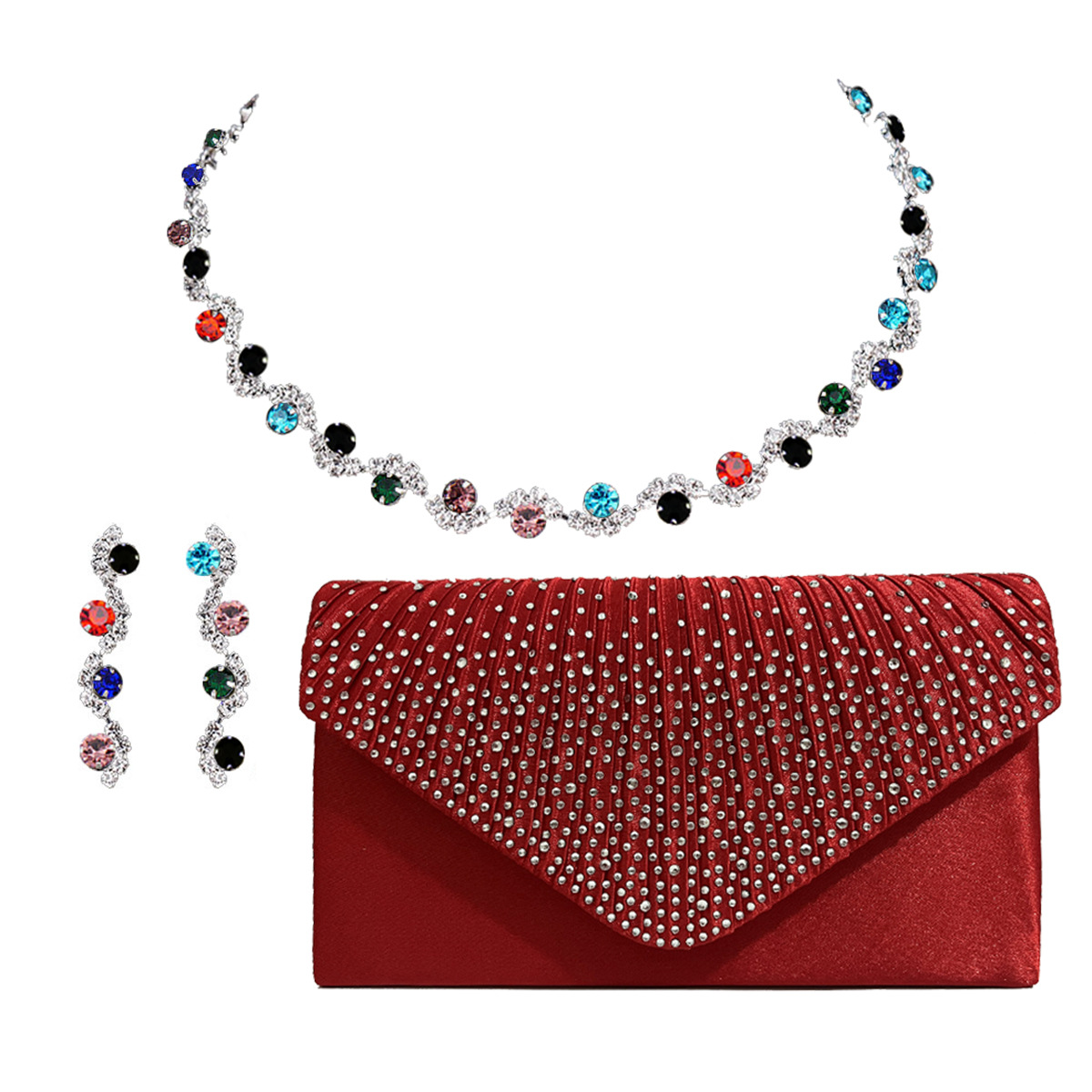 Rhinestone Material Elegant Simple Style Solid Color Rhinestone Inlay Rhinestones Women's Earrings Necklace