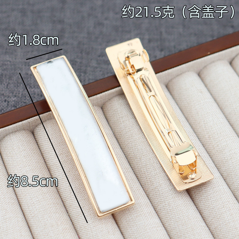 手作り宋錦ヘアピン DIY スプリングクリップアクセサリー蓋溝革パッチ長方形宋錦クリップ卸売|undefined