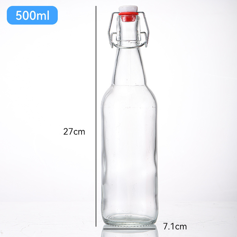 Botella de vino de cierre de vidrio transparente botella de cerveza de enzima botella de vino de hielo botella vacía de vidrio sellado botella de cerveza