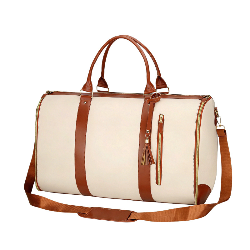 New Travel Unisex Suit Bag Leather Hand Luggage Bag Fashionable Business Trip Large Capacity Travel Crossbody Bag