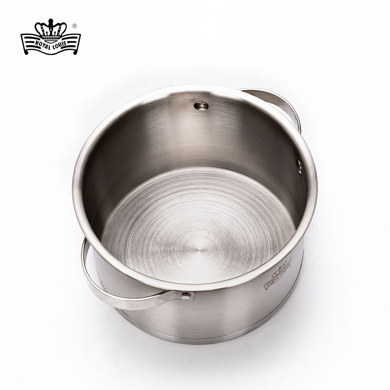 Olla de acero inoxidable engrosada Juego de tres piezas de fondo compuesto de ángulo recto marrón de tapa plana olla de sopa con mango de acero 6pcs transfronterizo