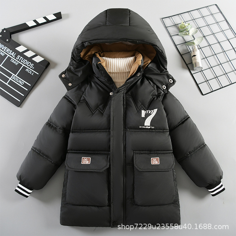 Trendy Gradient Boys' Cotton Jacket for Older Children with Hood, Fleece-Lined and Thickened for Winter 2025, Children's Jacket Trendy Gradient Boys' Cotton Jacket for Older Children with Hood, Fleece-Lined and Thickened for Winter 2025, Children's Jacket
