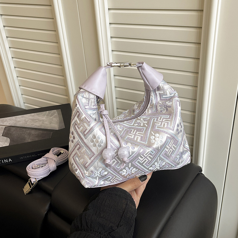 Bohemian Style Canvas Bag for Women Summer 2025 New Niche Design Crossbody Bag High-End Satchel Dumpling Bag