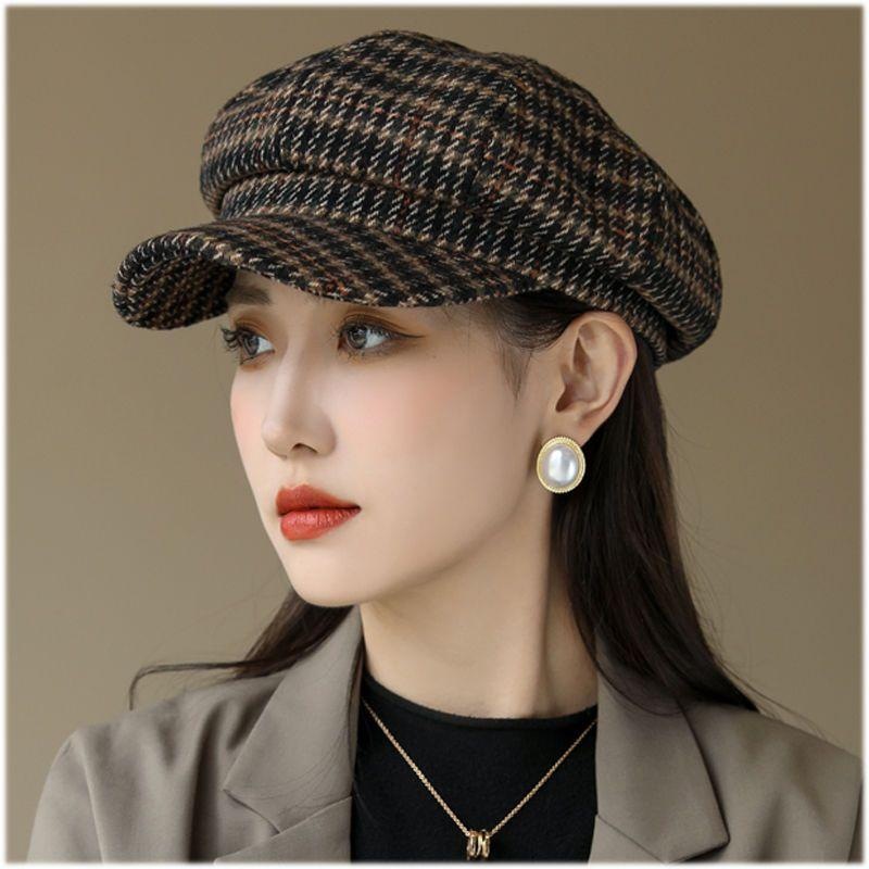 Elegant Women's Octagonal Beret Hat Korean Style Autumn Spring_voghion.com