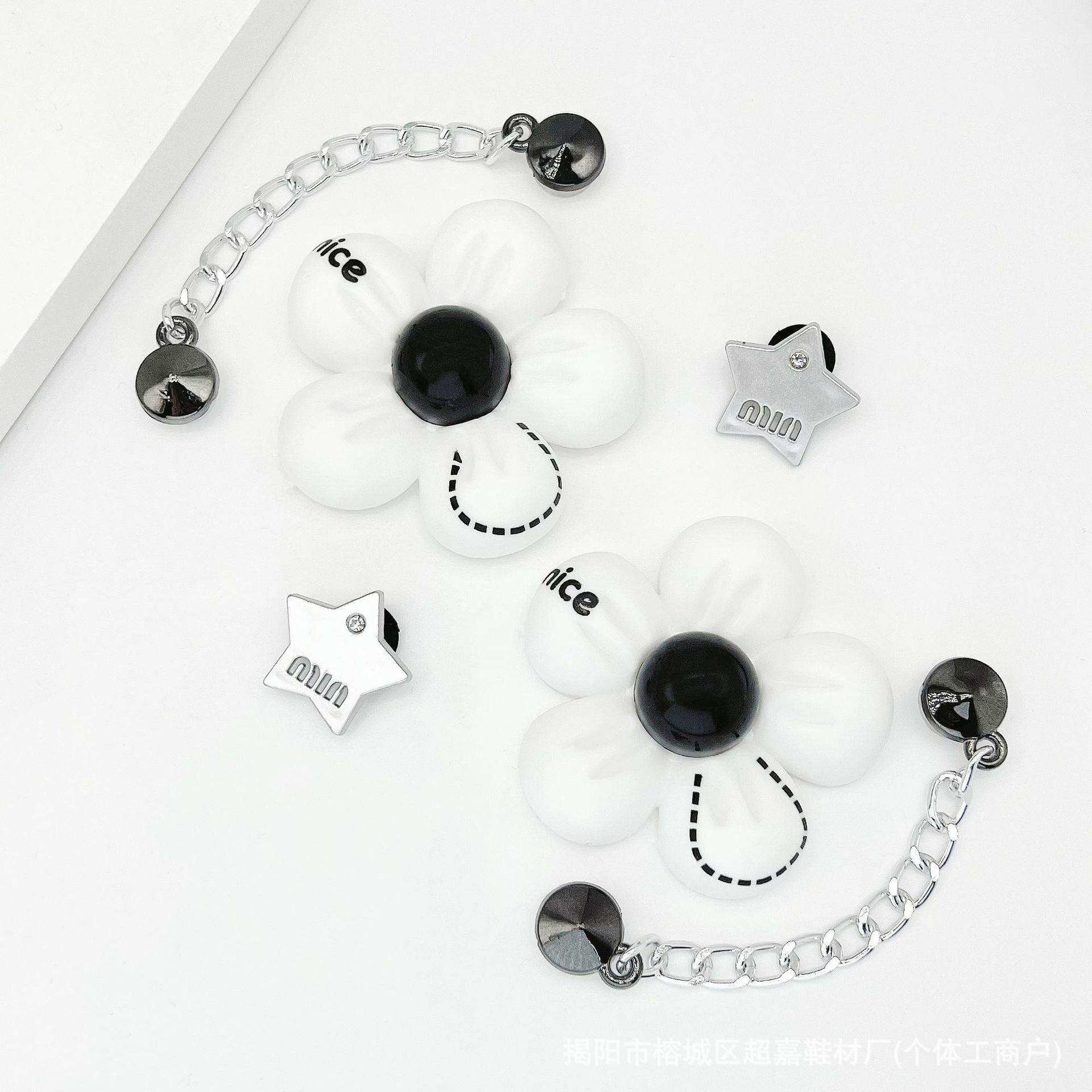 CJ-165 diamante flor grande negro