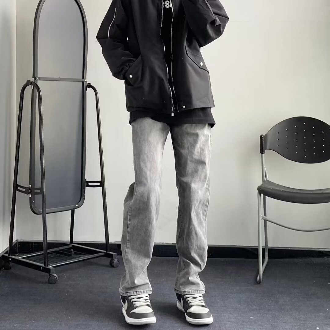 Vintage blue jeans otoño para hombres nuevos pantalones rectos sueltos marca de moda americana pantalones anchos casuales de todo fósforo