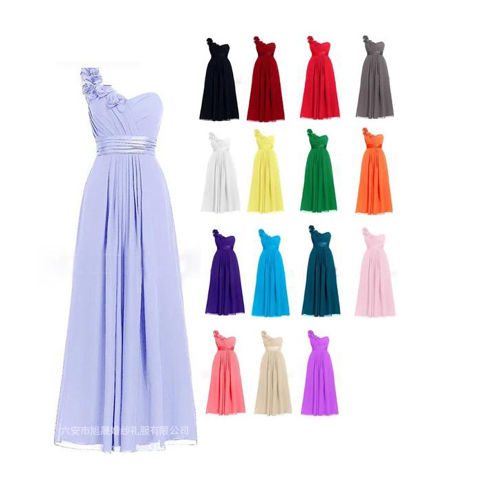European and American New Style One-Shoulder Strapless Long Dress with 3D Floral Pleated Skirt, Intellectual and Elegant Spring and Summer Full-Length Evening Dress