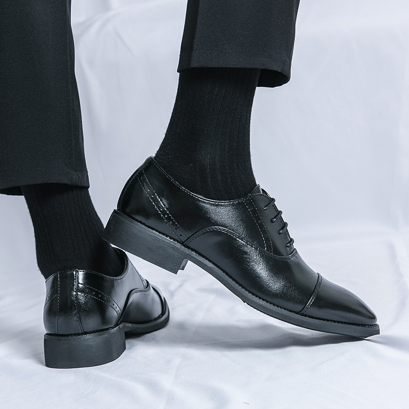 Transfronterizos de negocios grandes zapatos de cuero tallado de lazos negros zapatos de cuero de oficina de hombre zapatos de boda image 5