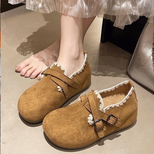 Popular and Bestselling Flat Birkenstock Shoes for Women, New Autumn Style, Fashionable and Versatile, Retro One-Piece Round-Toe Single Shoes
