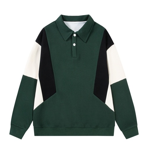 Spring and Autumn Striped Sweatshirt Long-Sleeve T-Shirt Couple Loose Striped Top Men and Women Casual Long-Sleeve Collared POLO Sweatshirt