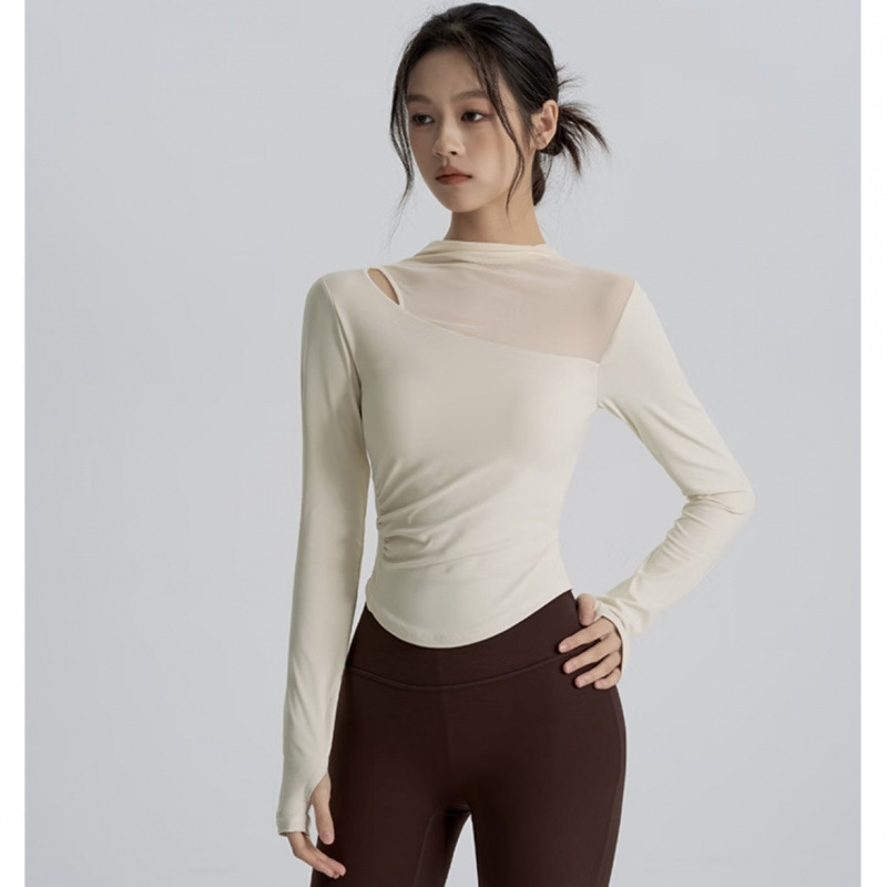 요가 소녀 고급 요가 의류 세트 가슴 패드 긴 소매 스포츠 정장 피트니스 의류